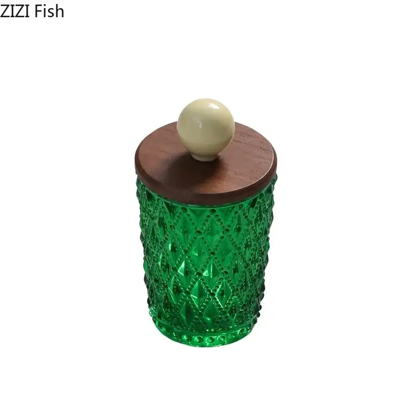 Green Diamond Glass Jar