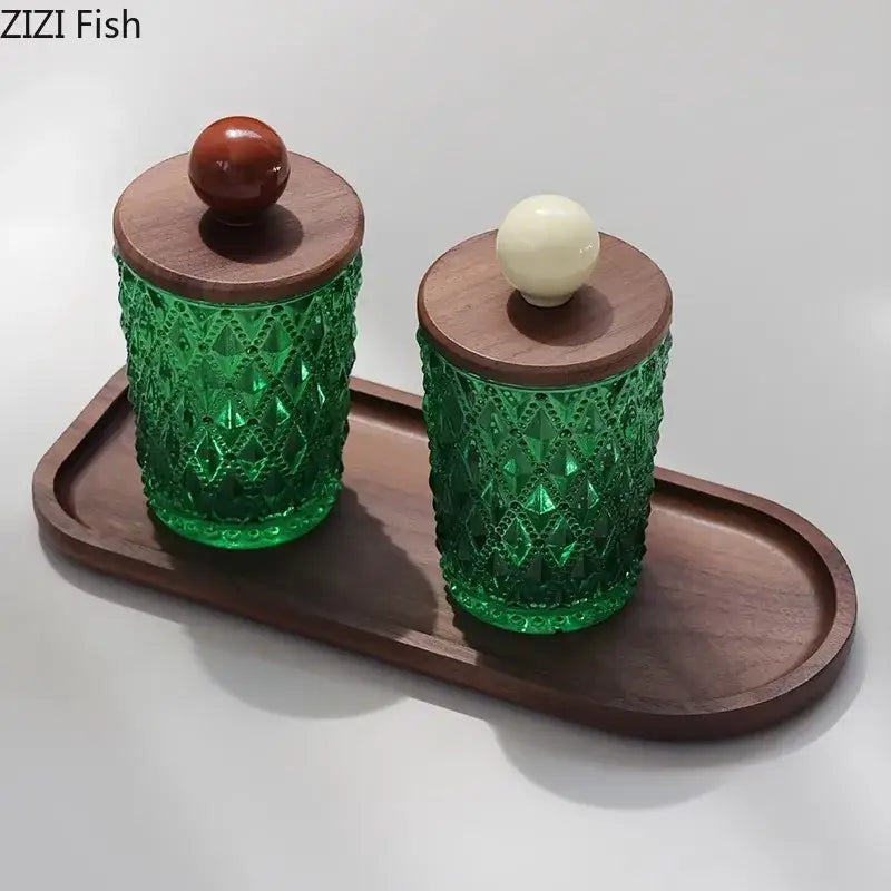 Green Diamond Glass Jar
