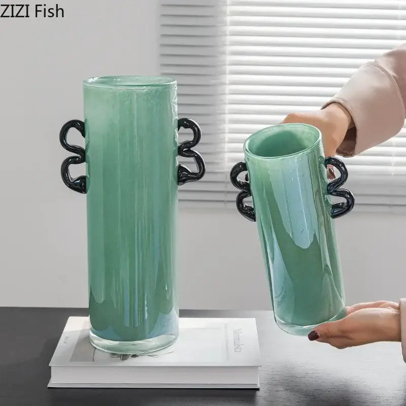 Green Glass Vase Handles