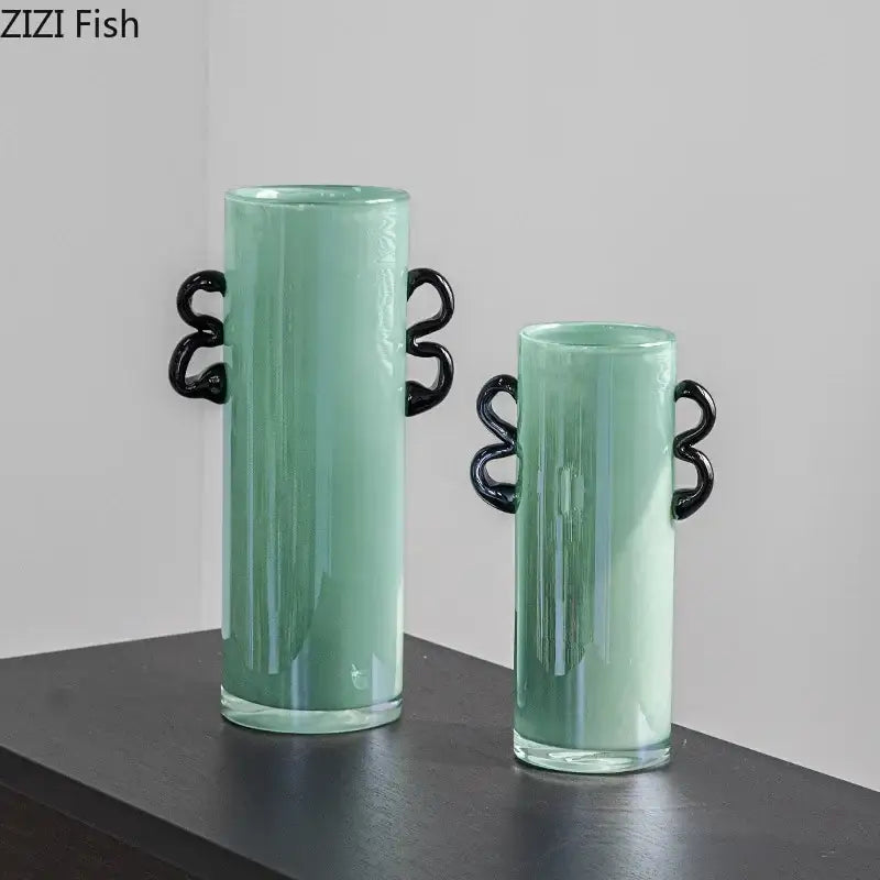 Green Glass Vase Handles