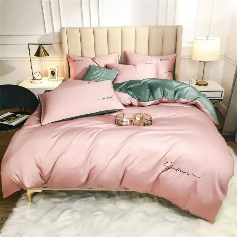 Pink Emerald Egyptian Cotton King Duvet Set
