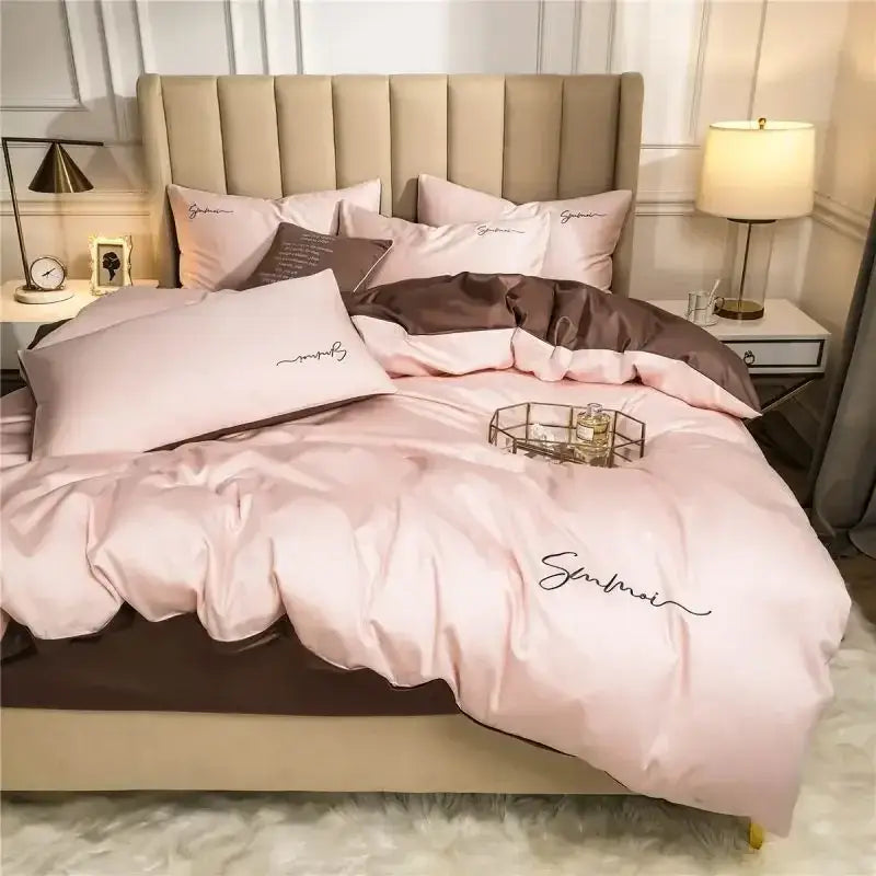 Pink Emerald Egyptian Cotton King Duvet Set