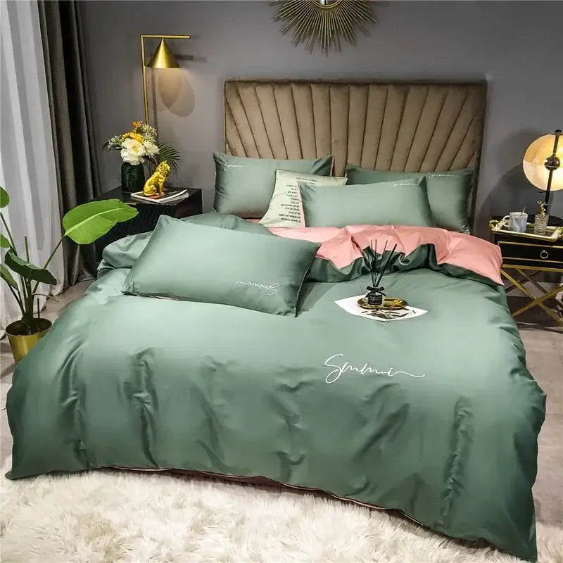 Pink Emerald Egyptian Cotton King Duvet Set