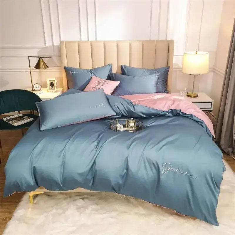 Pink Emerald Egyptian Cotton King Duvet Set