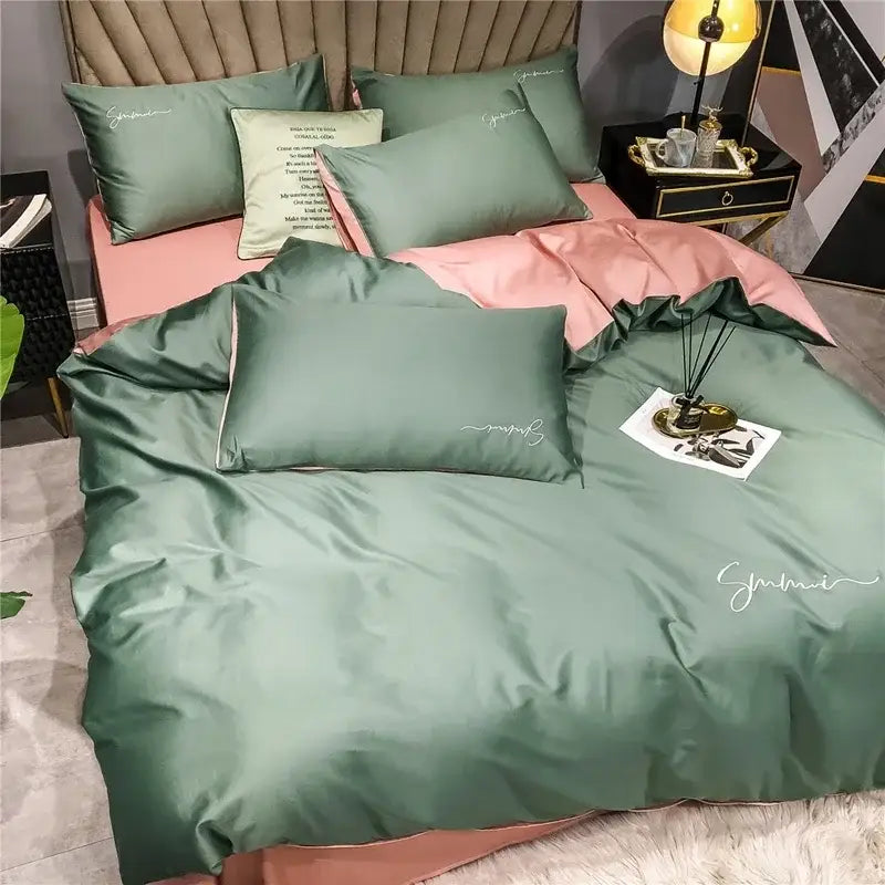 Pink Emerald Egyptian Cotton King Duvet Set