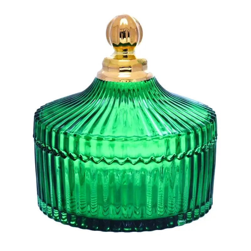 Green Striped Glass Jar