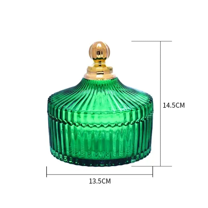 Green Striped Glass Jar