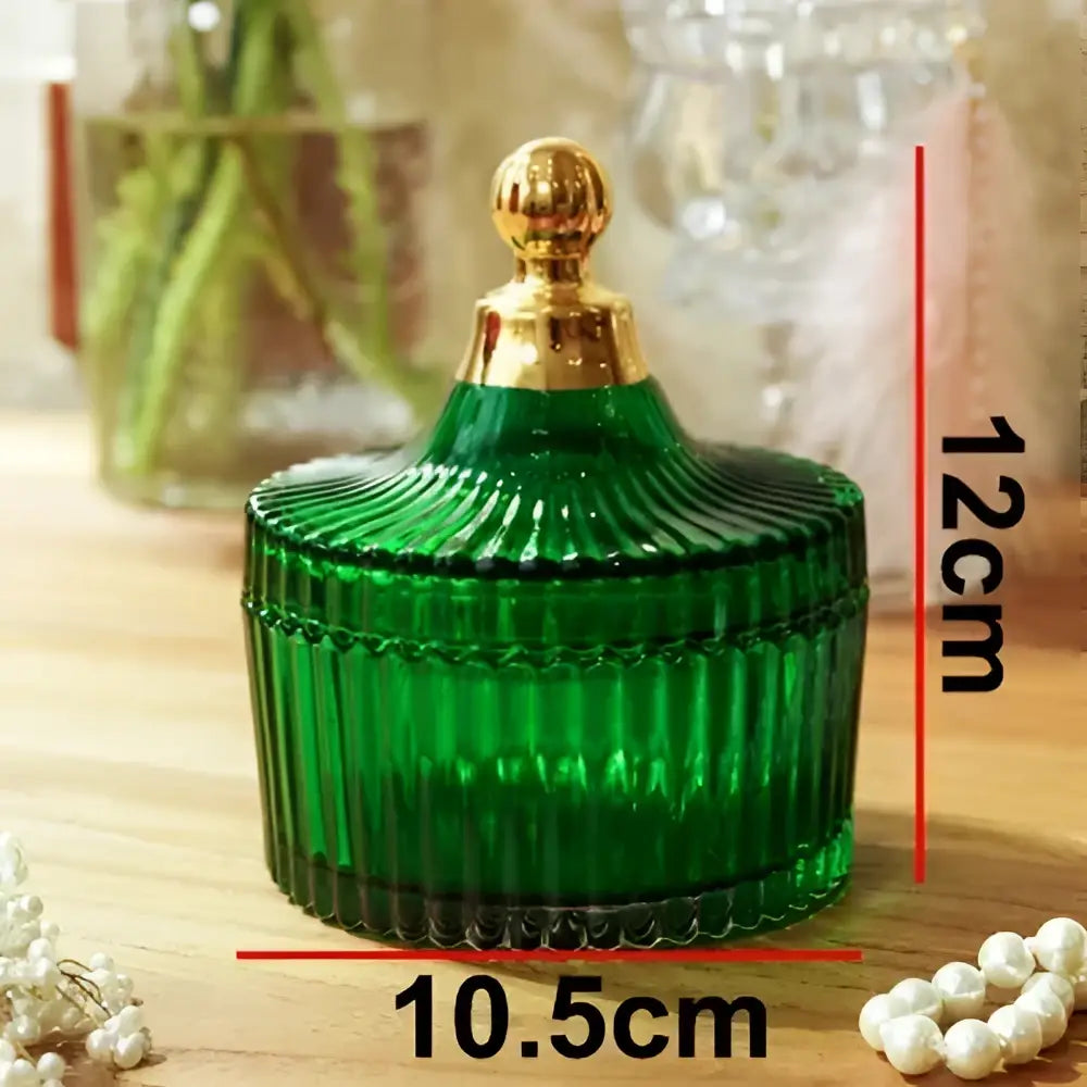 Green Striped Glass Jar