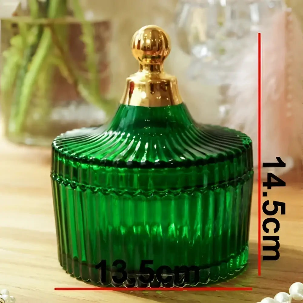 Green Striped Glass Jar