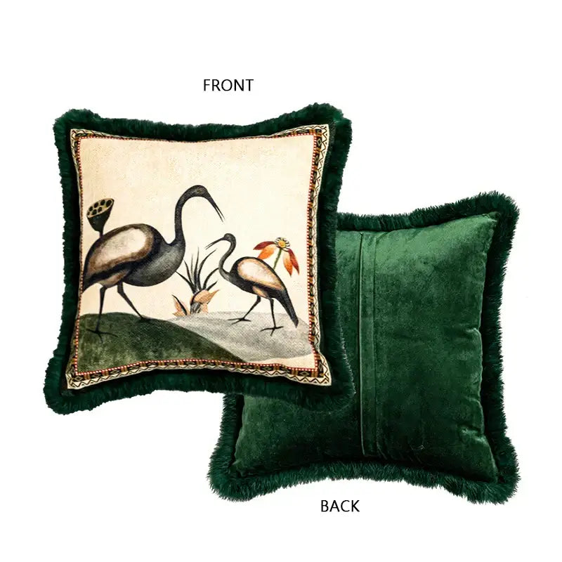 Green Velvet Floral Cushion