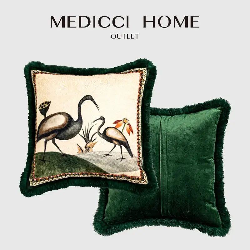 Green Velvet Floral Cushion