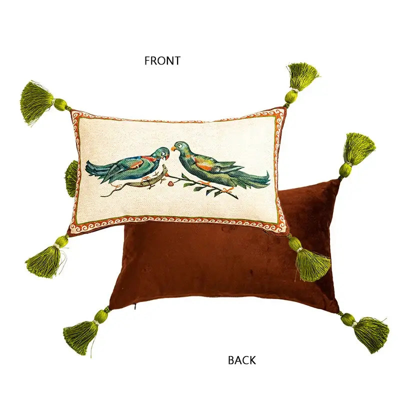 Green Velvet Floral Cushion