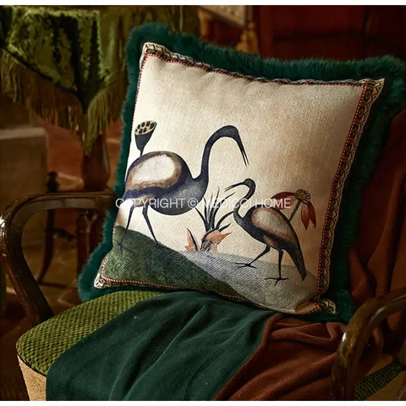 Green Velvet Floral Cushion