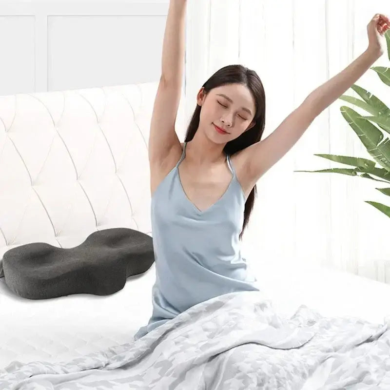 Gray Memory Foam Butterfly Pillow for Neck Support