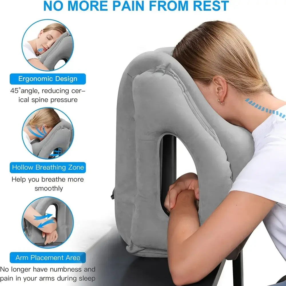 Gray Inflatable Travel Pillow