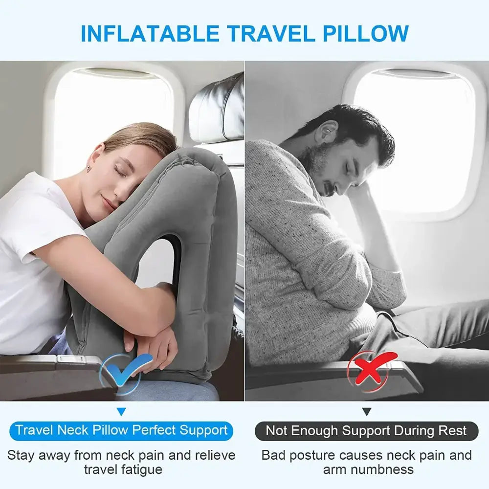 Gray Inflatable Travel Pillow