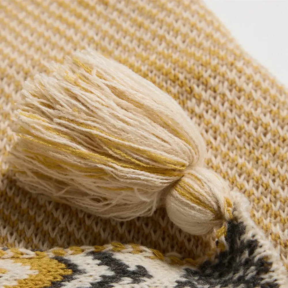 Cream Mustard Knit Throw
