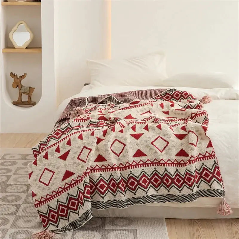 Cream Mustard Knit Throw