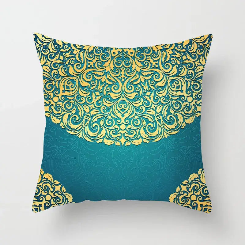 Teal Gold Geometric Pillowcase