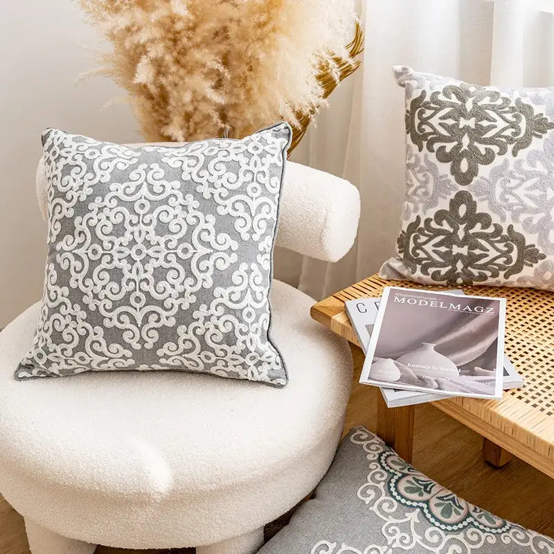 Gray Swirl Cushion Cover