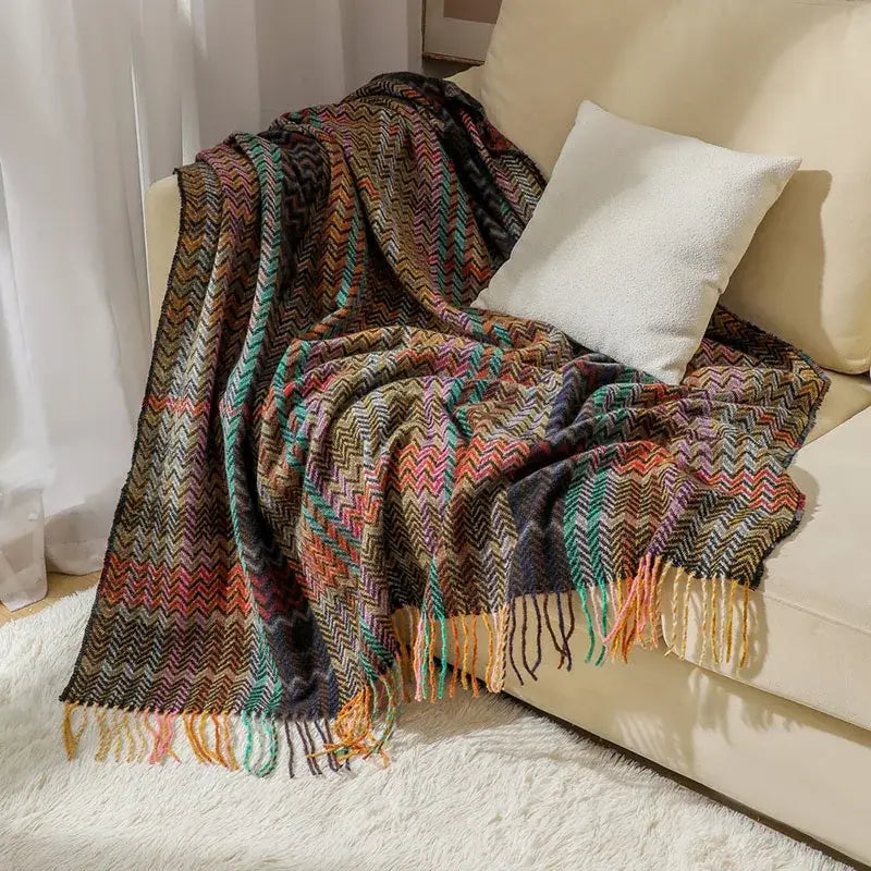 Multicolored Zigzag Throw Blanket