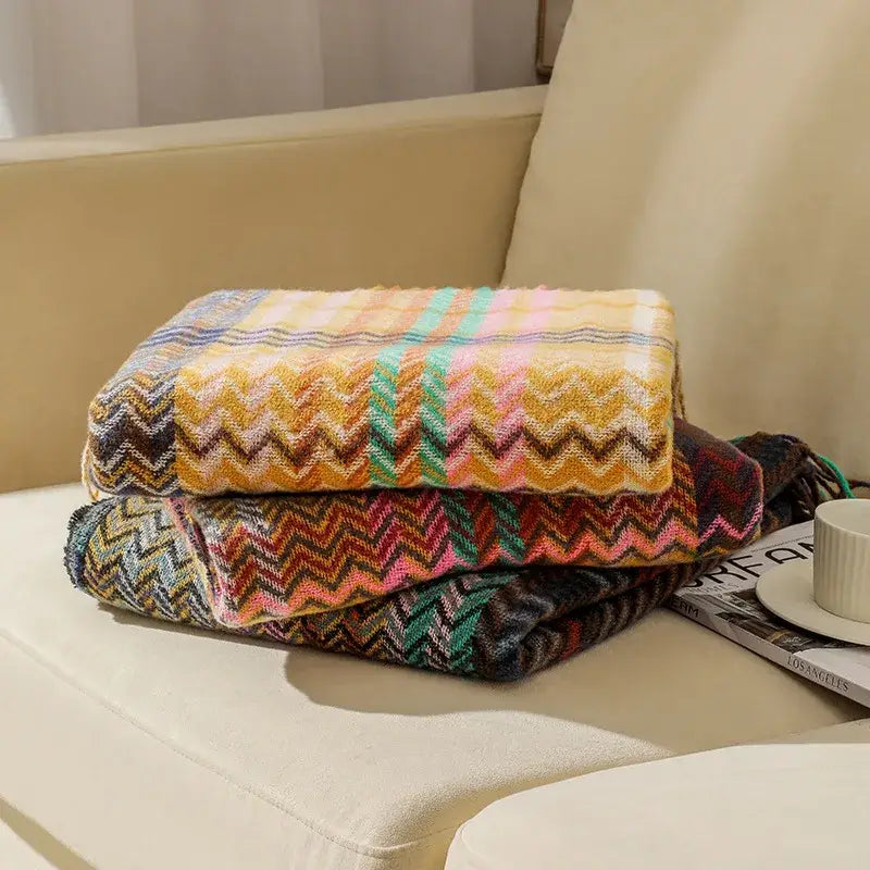 Multicolored Zigzag Throw Blanket