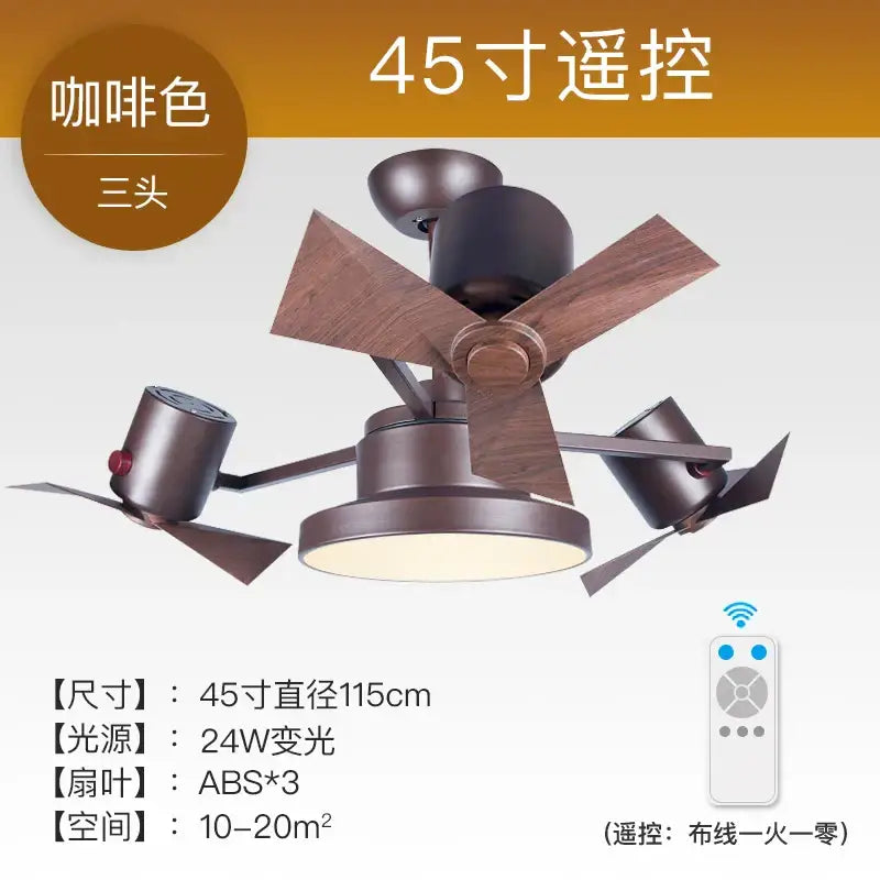 Bronze Wooden Ceiling Fan European Design