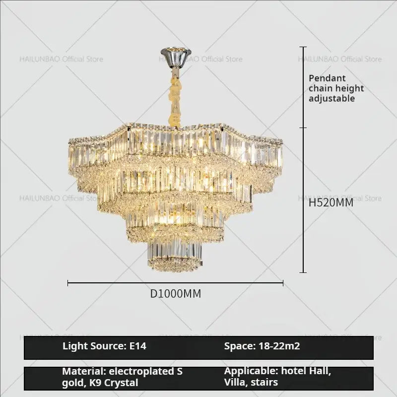 Chrome Crystal Chandelier with Multi-Tier Design