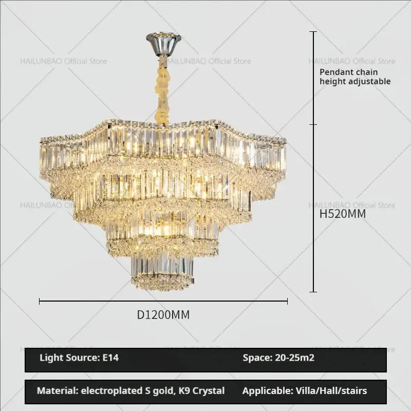 Chrome Crystal Chandelier with Multi-Tier Design
