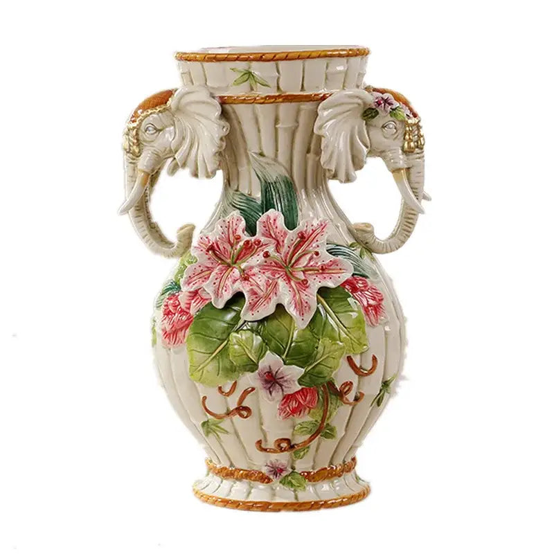 Pink Ceramic Elephant Vase