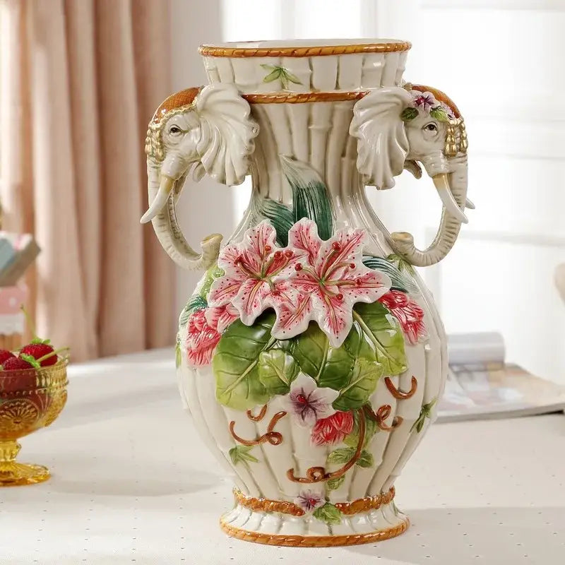 Pink Ceramic Elephant Vase