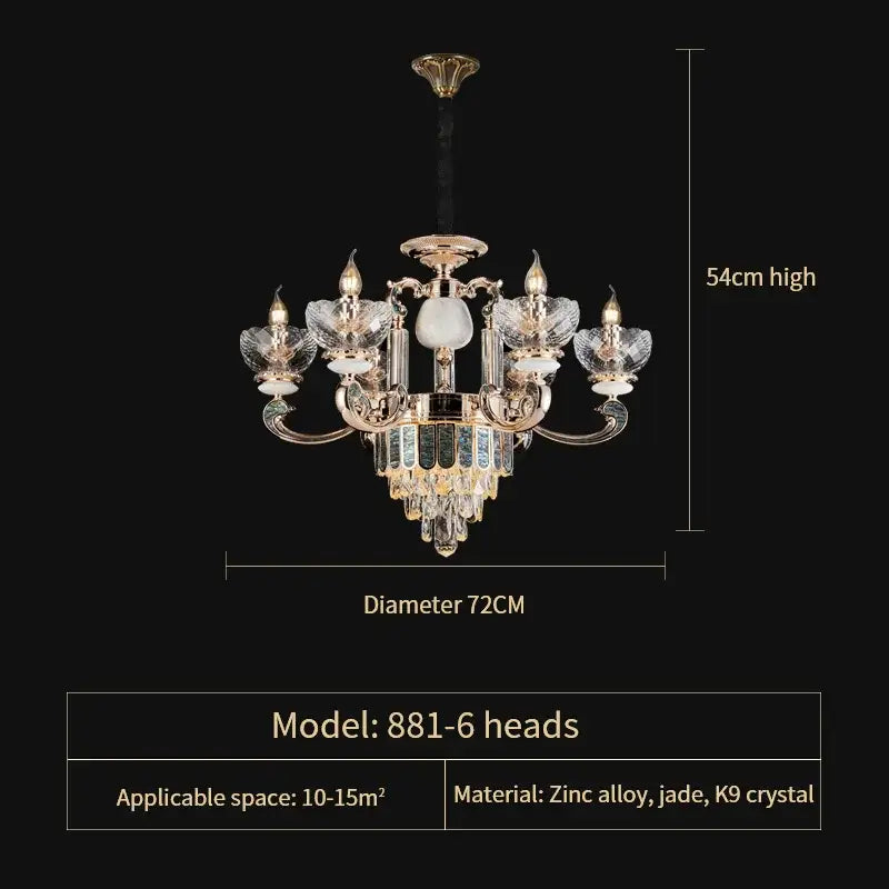 Gold Teal Crystal Chandelier