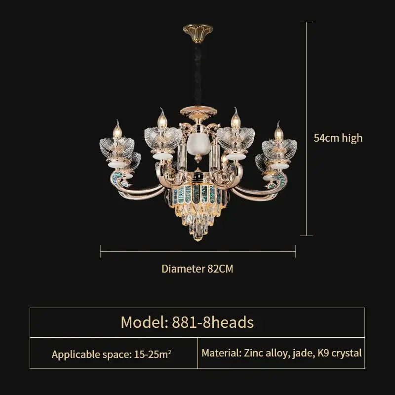 Gold Teal Crystal Chandelier