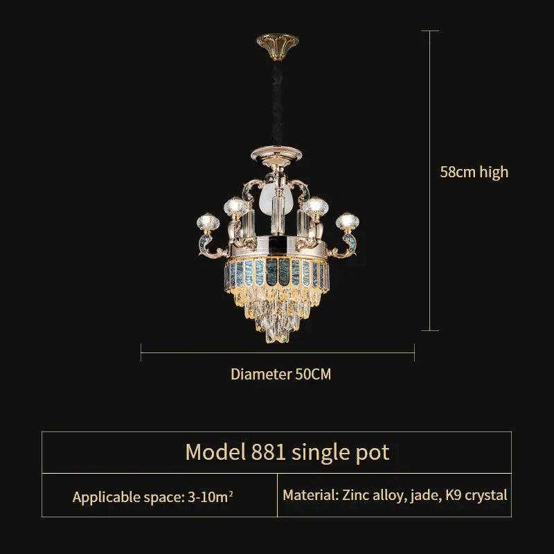 Gold Teal Crystal Chandelier
