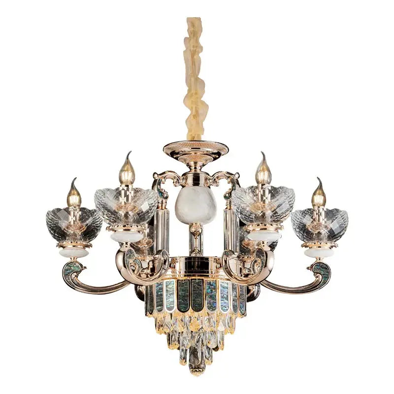 Gold Teal Crystal Chandelier