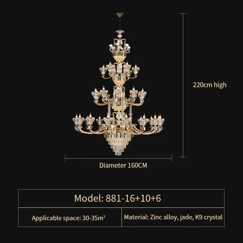 Gold Teal Crystal Chandelier