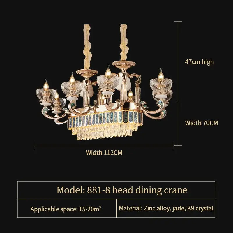 Gold Teal Crystal Chandelier