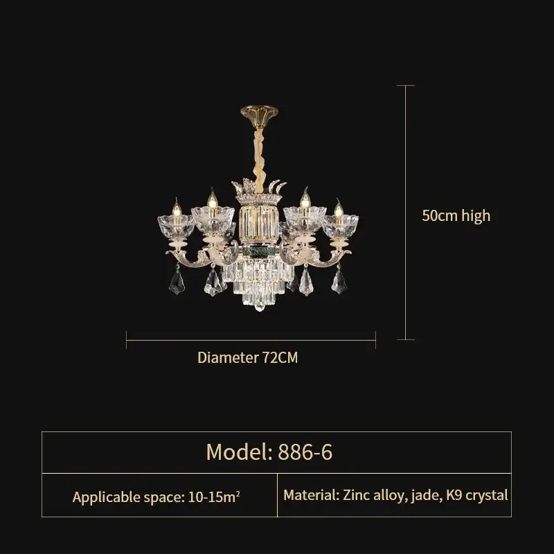 Gold Crystal European 42-Head Staircase Chandelier