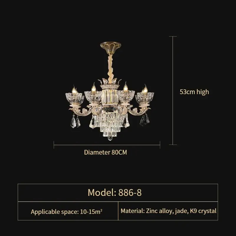 Gold Crystal European 42-Head Staircase Chandelier