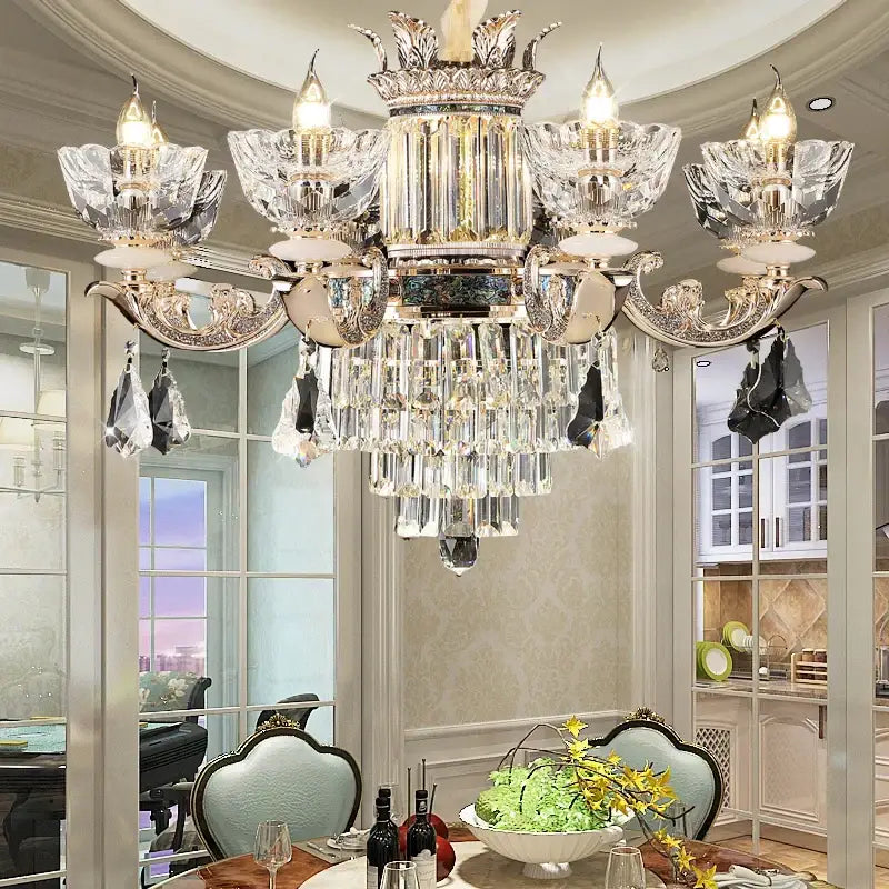 Gold Crystal European 42-Head Staircase Chandelier
