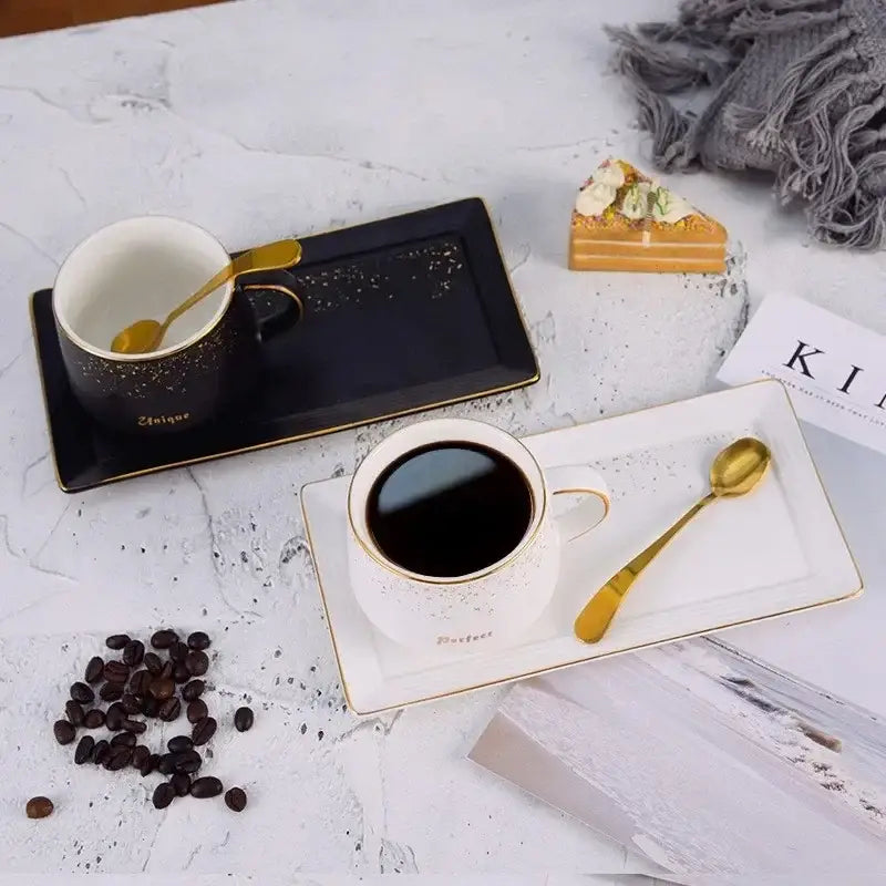 Black White Ceramic Cup Set