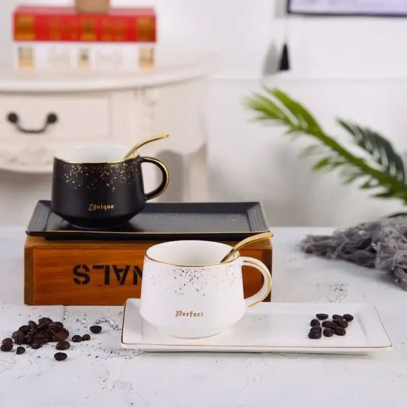 Black White Ceramic Cup Set