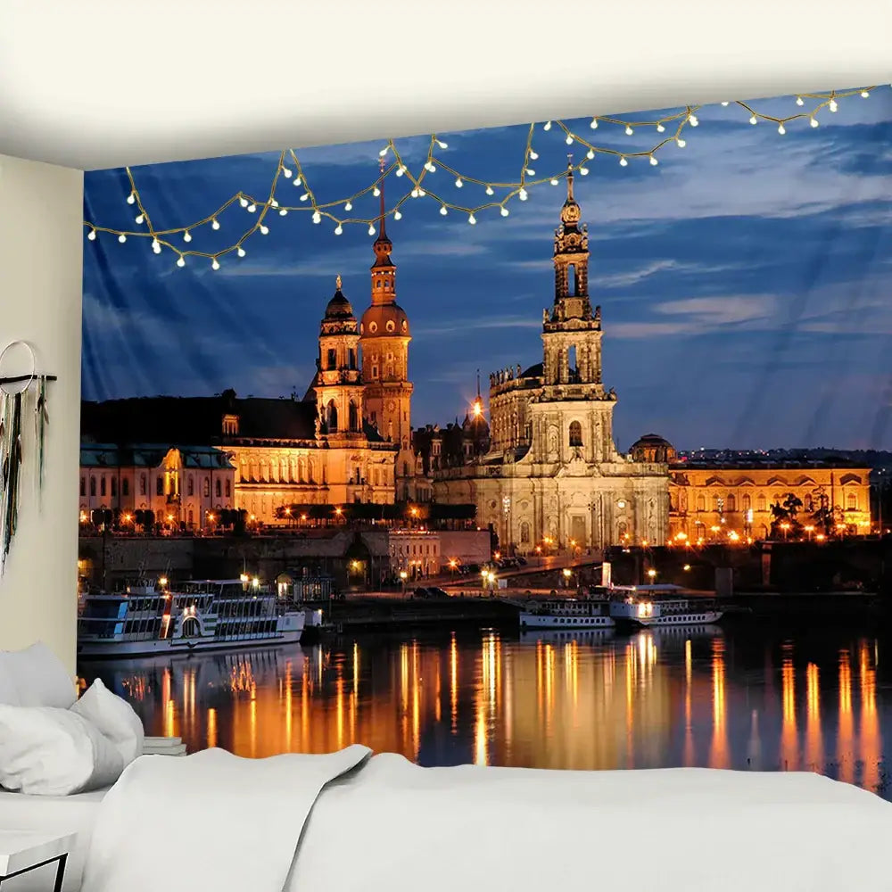 Polyester Cityscape Tapestry