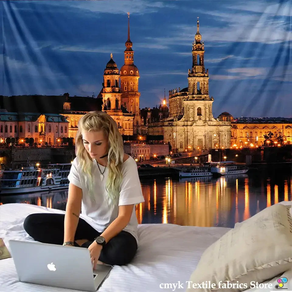 Polyester Cityscape Tapestry