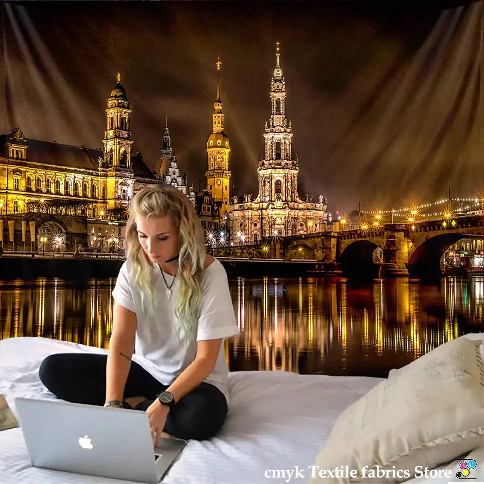 Polyester Cityscape Tapestry