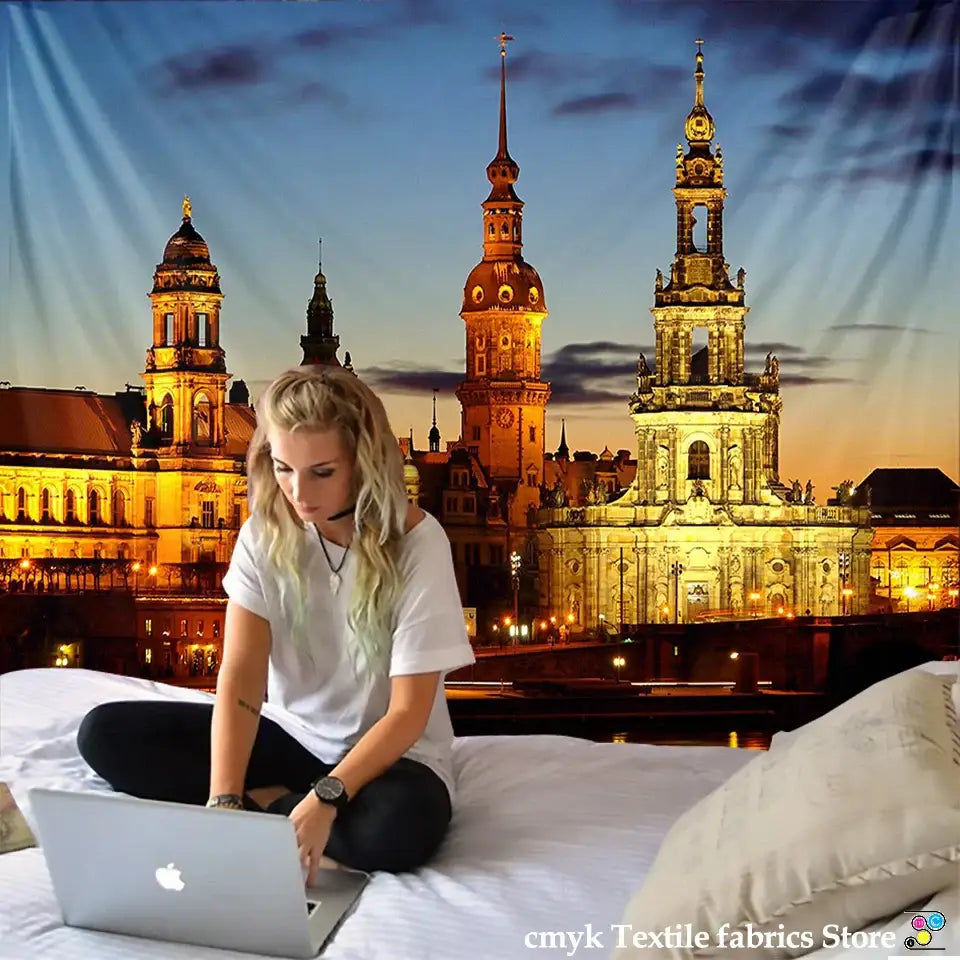 Polyester Cityscape Tapestry