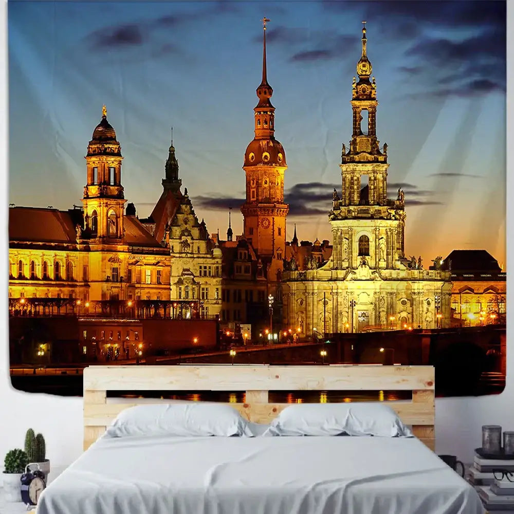 Polyester Cityscape Tapestry