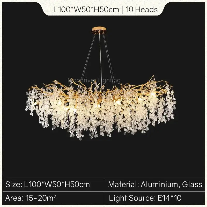Gold Tree Branch Chandelier 120cm Long