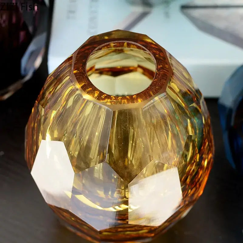 Amber Emerald Glass Vases