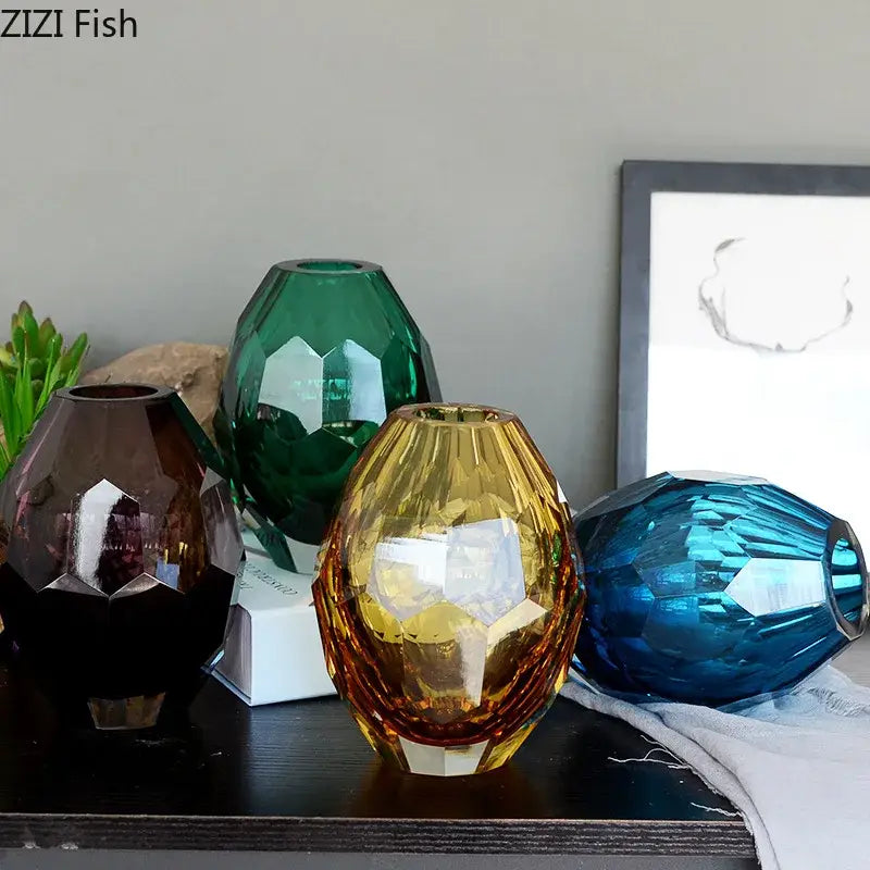 Amber Emerald Glass Vases